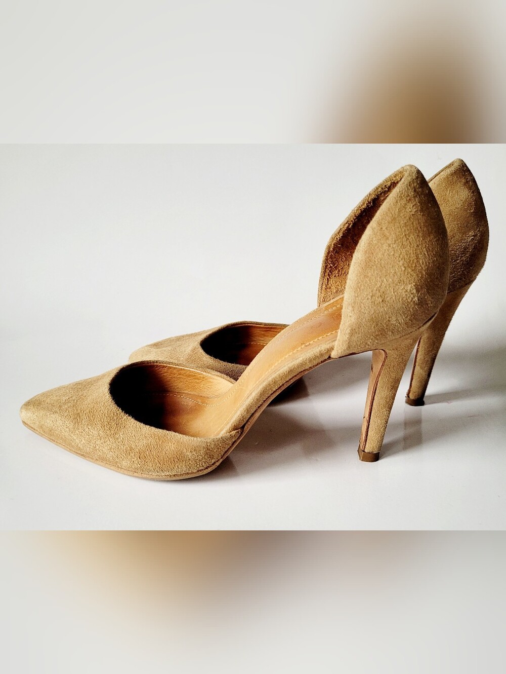 IRO Taupe Tan Suede Leather Pointed-Toe D'Orsay Pumps EU 36/US 5.5 - Picture 13 of 16